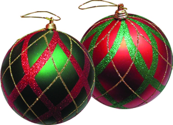 Striped Glitter Ball, 12cm