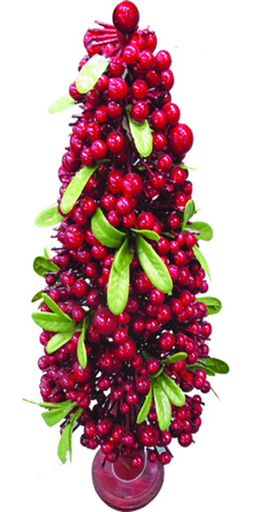 Red Berry Tree with Flowers, 42cm