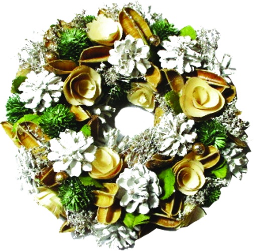 Wintry Wreath with Dried Flowers, 25cm