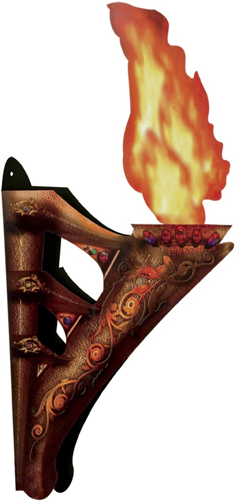 3D Wall Torches with Flame, 43cm
