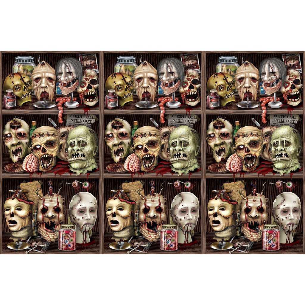 Scary Heads Backdrop, 9m