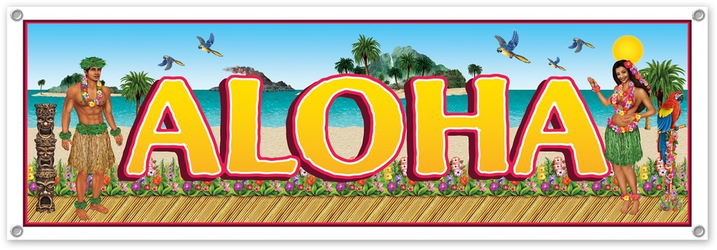 Aloha Tropical Beach Sign Banner, 1.5m