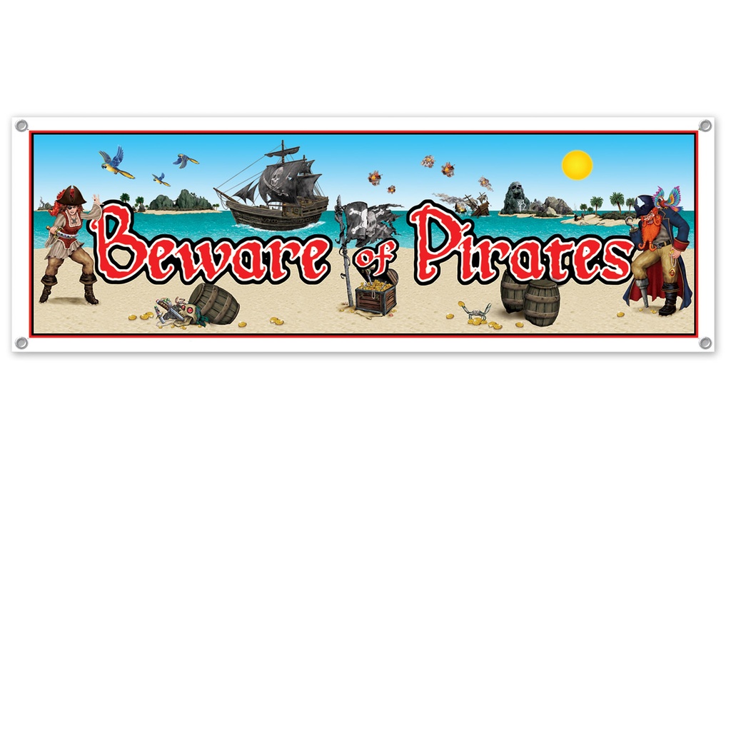 Pirate Beach Scene Banner, 1.5m
