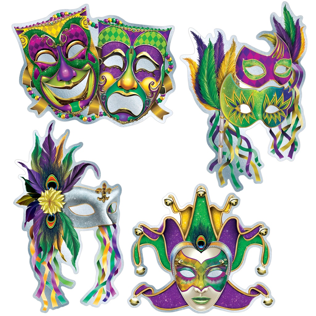 Foil Mardi Gras Mask Cutouts, 48-51cm