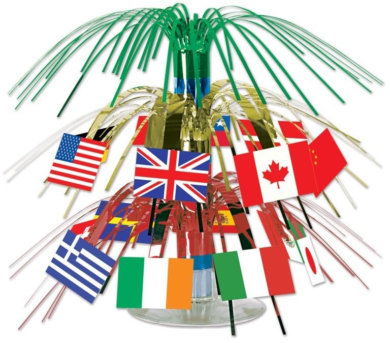 International Flag Cascade Centrepiece, 2.28m