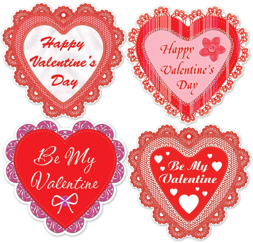 Happy Valentine's Day Lace Heart Cutouts, 35cm