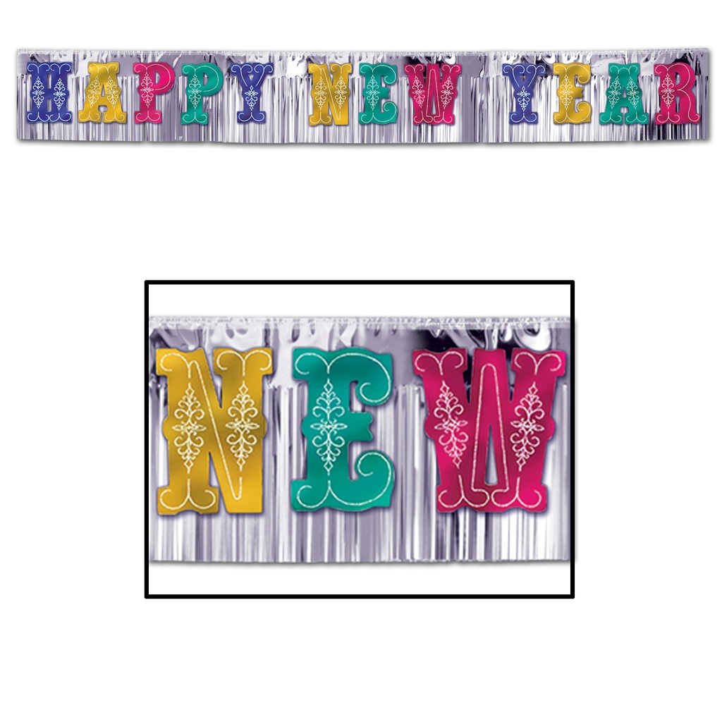 Metallic Happy New Year Banner, 4.5m