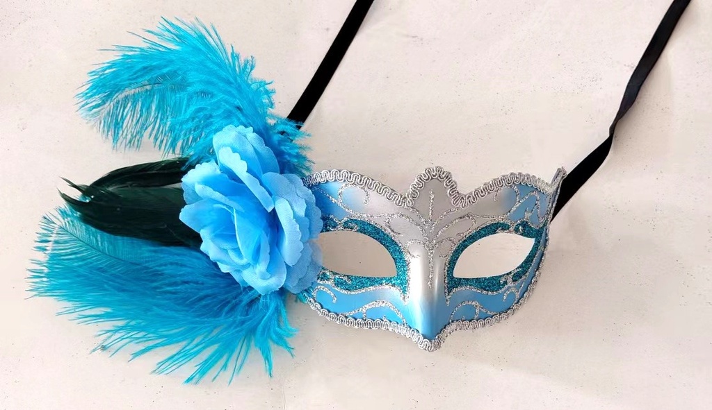 Feather Mask Side Rosette Plume