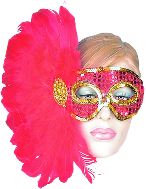 Sequin Feather Mask with Side Fan