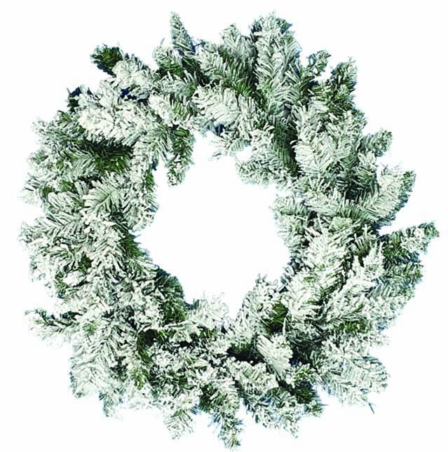 Flocked Wreath Natural Sprig, 24"