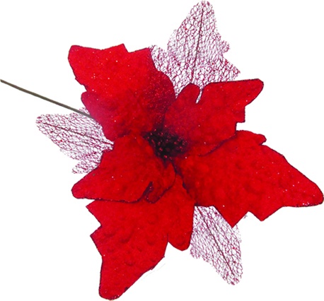 Artificial Flower Mesh Poinsettia, 45cm