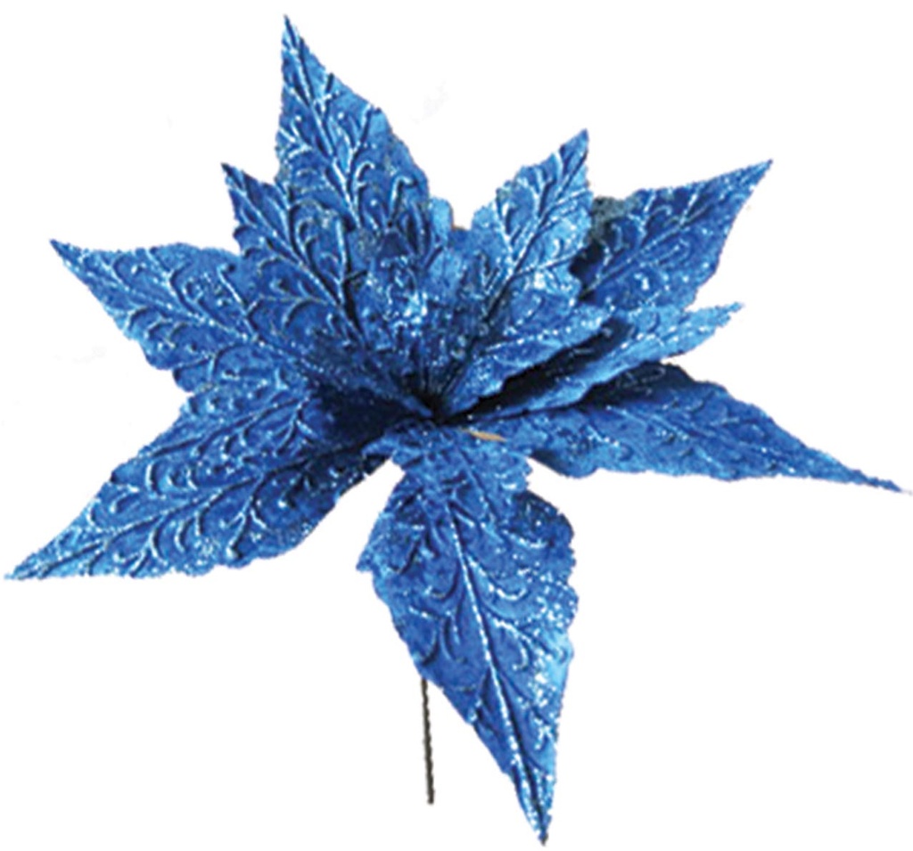 Artificial Embossed Glitter Poinsettia, 50cm