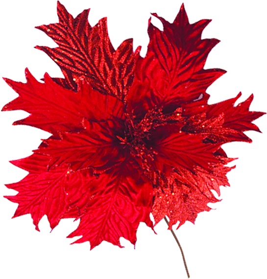 Artificial Layered Glitter Poinsettia, 50cm