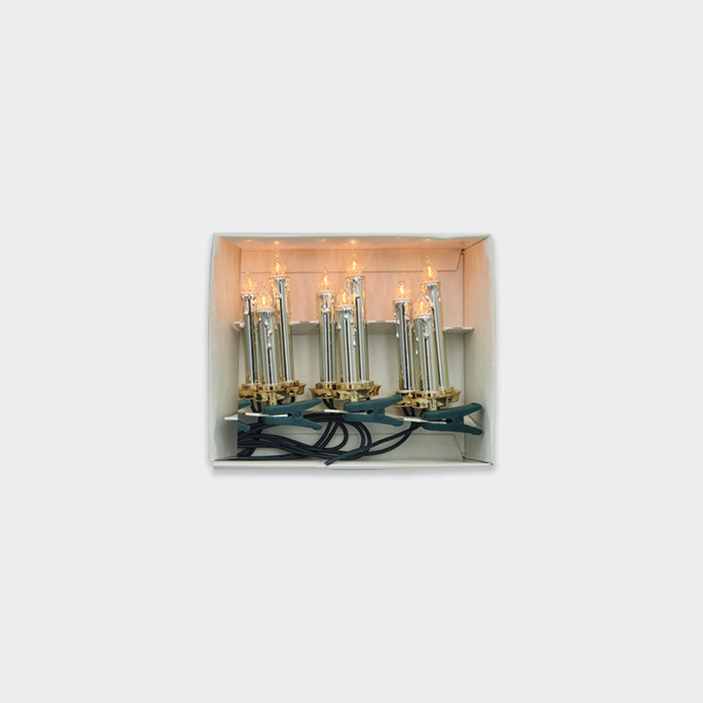 21-Bulb Silver Ribbed Candle Lights