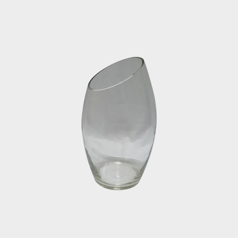 Clear Vase with Open Slanted Top, 35cm