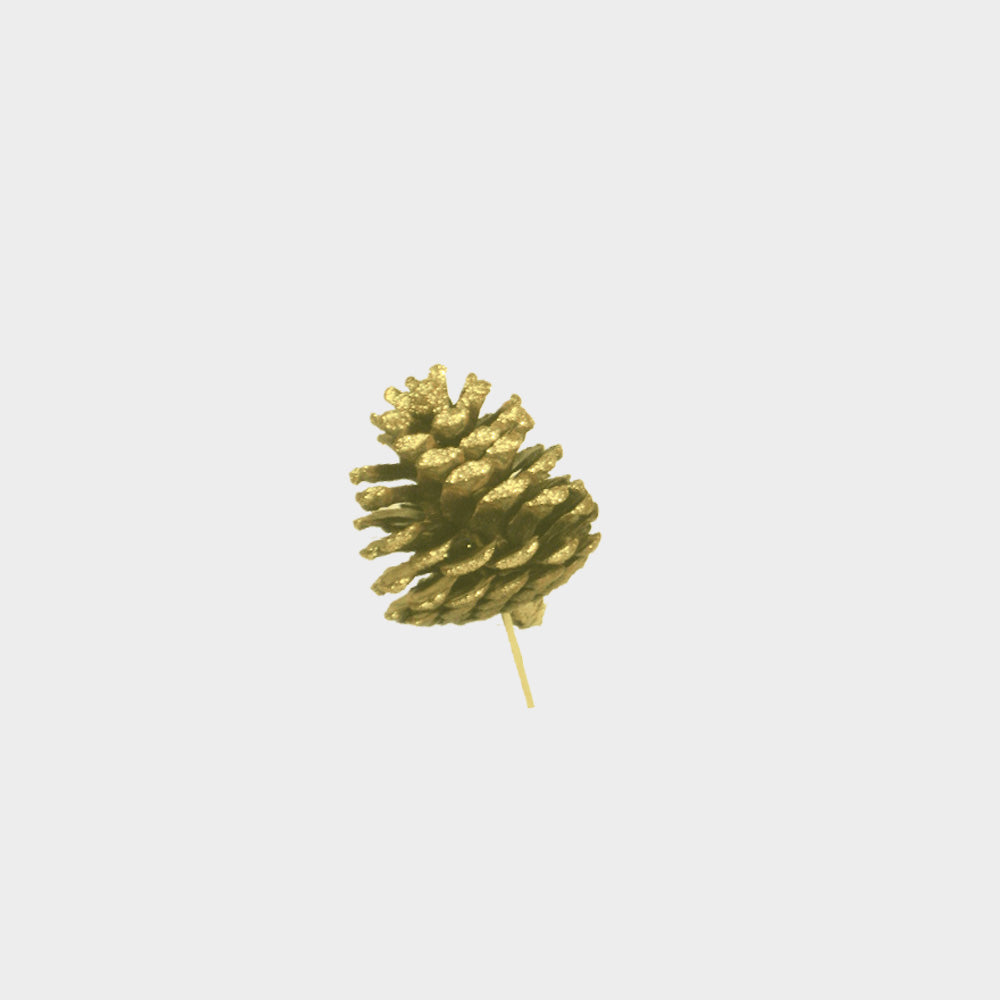 Glittered Pinecone with Stem, 7-8cm