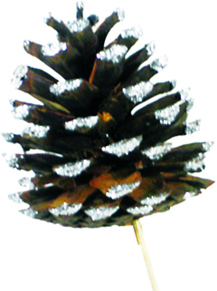 Glittered Pinecone with Stem, 5-7cm