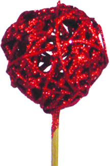 Glittered Lata Ball with Stem, 6cm