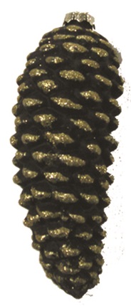 Black Glass Glitter Pinecone Ornament, 14cm