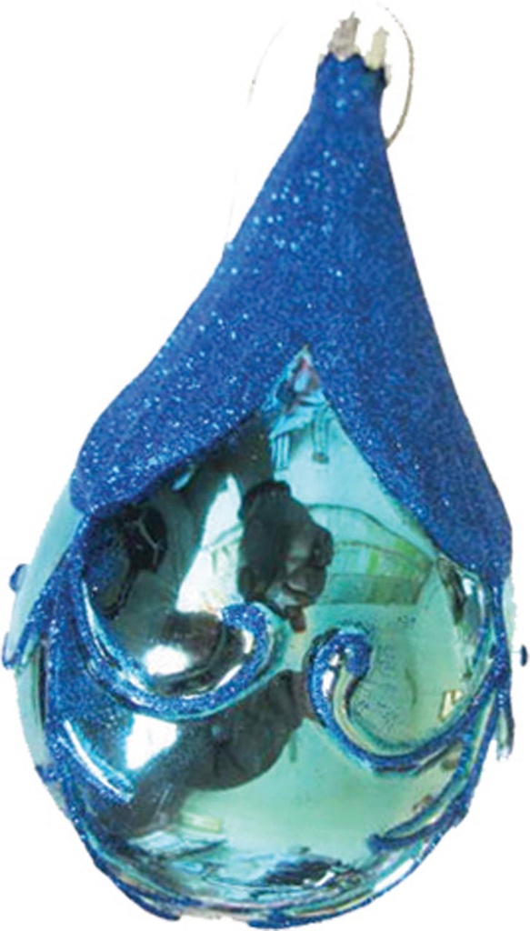 Glass Scroll Drop, 14cm