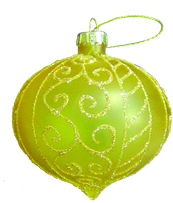 Decorative Glittered Glass Onion, 10cm