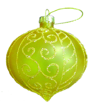 Decorative Glittered Glass Onion, 10cm