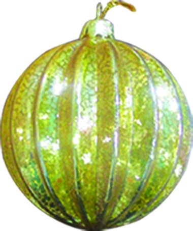 Ridged Glass Bauble, 8cm