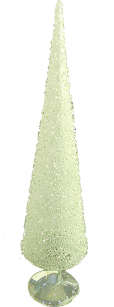 Clear Studded Glass Standing Cone, 40cm