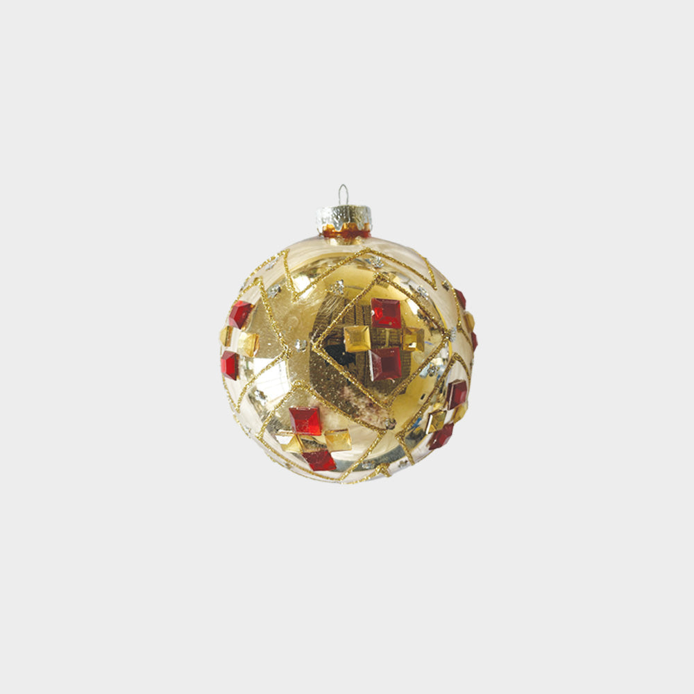 Shiny Glass Ball with Gems, 10cm