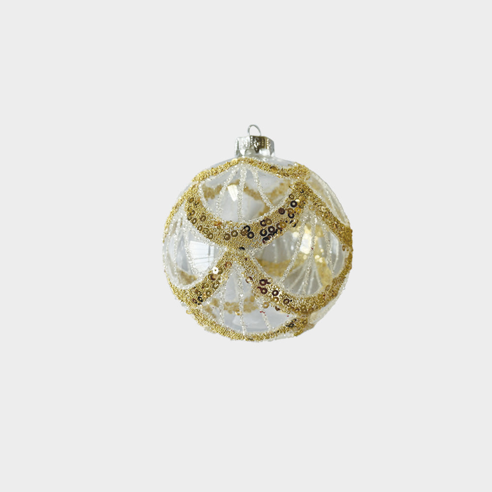 Clear Glass Ball with Glitter, 10cm