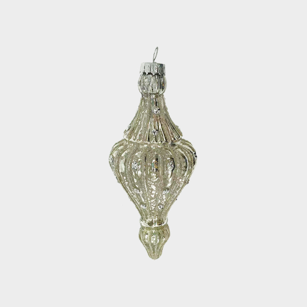 Glittered Glass Finial, 16.5cm