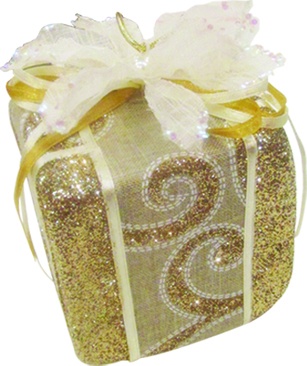 Glittered Fabric Gift Box, 10cm