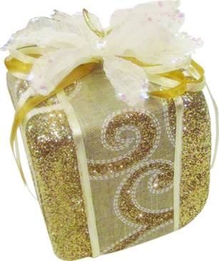 Glittered Fabric Gift Box, 10cm