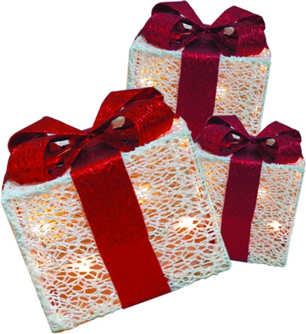 Light-Up Sisal Gift Box Set, 20-30cm