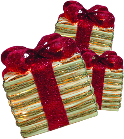 Light-Up Rattan Gift Box Set, 20-30cm