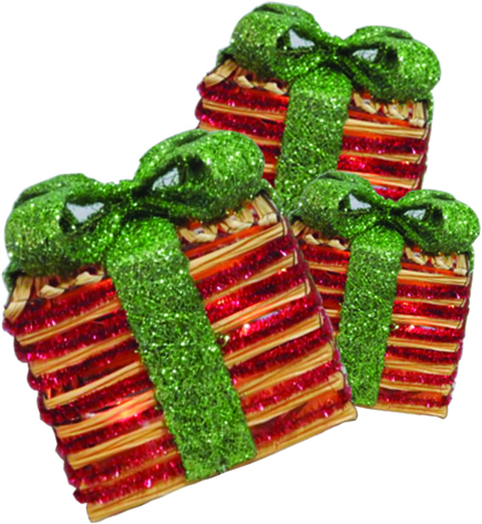 Light-Up Rattan Gift Box Set, 20-30cm