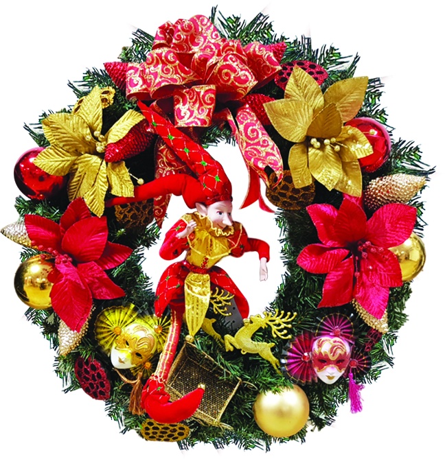 Decorated Wreath with Jester, 24"