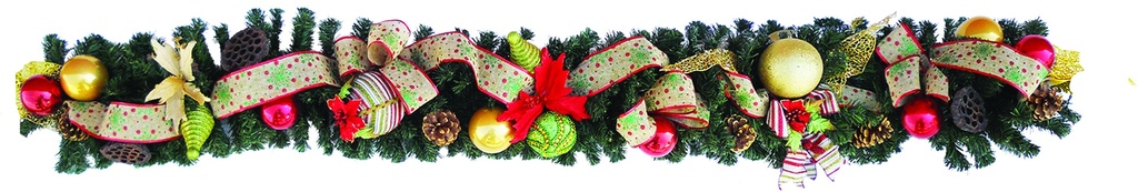 Decorated Garland, 9' x 10"