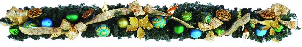 Decorated Garland, 9' x 10"