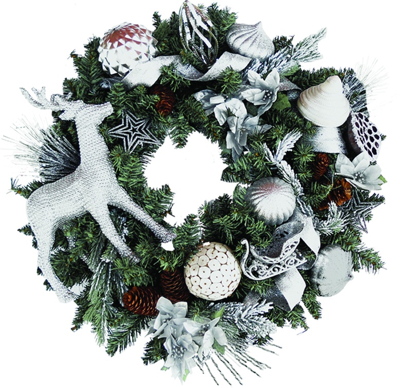 Decorated Wreath with Deer, 24"