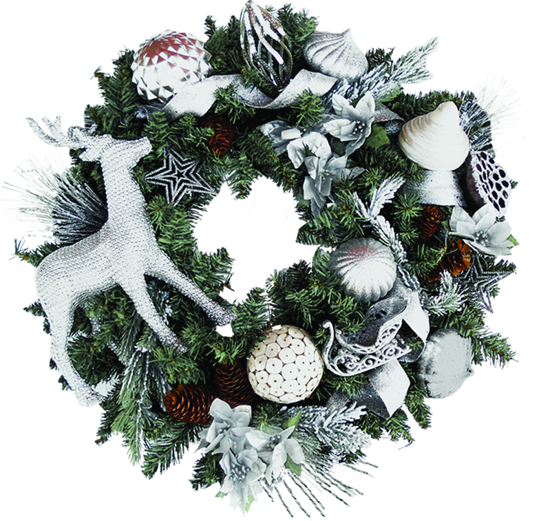 Decorated Wreath with Deer, 24"