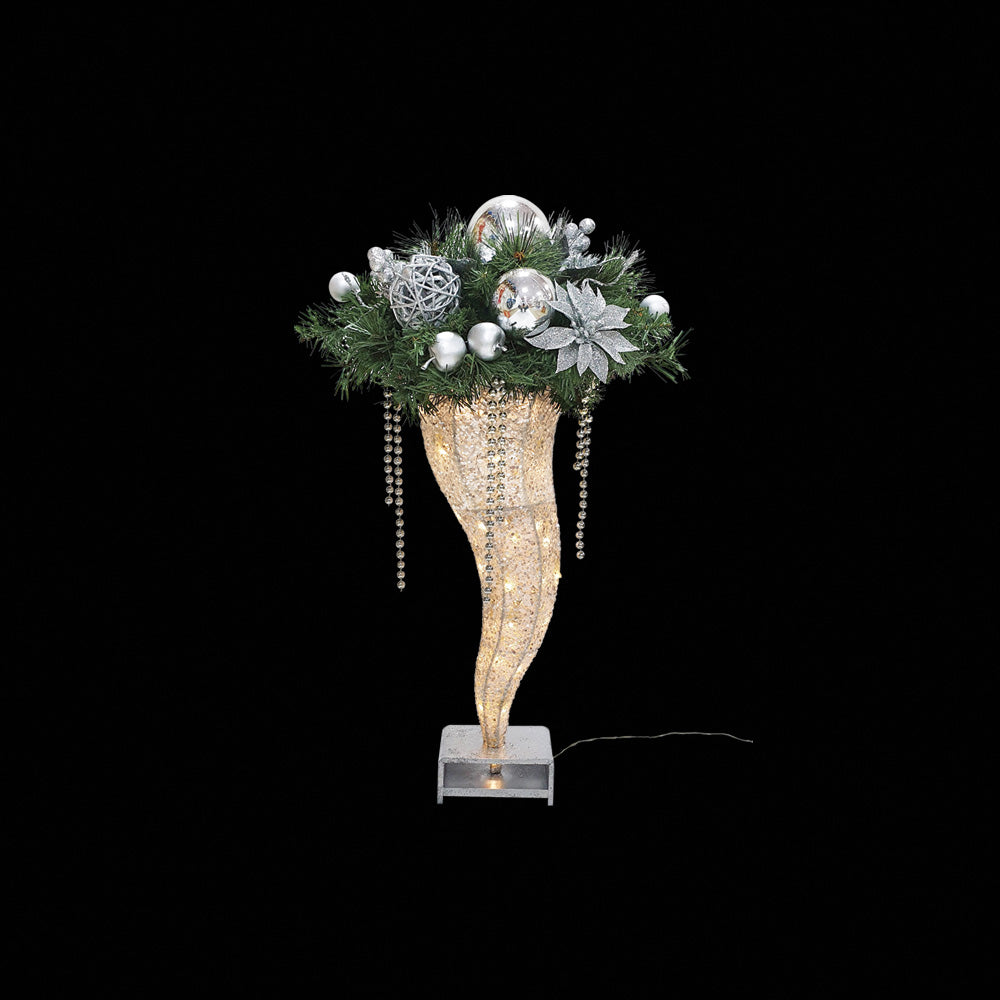 Decorated Cone with Lights, 80cm