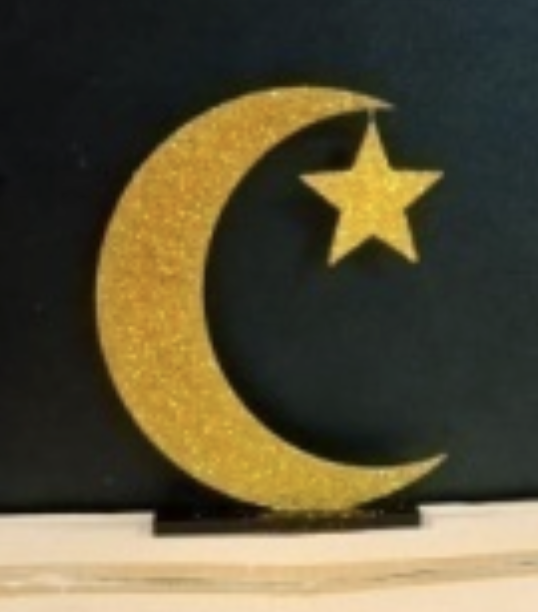 Glittered Crescent with Star Centerpieces, 20cm