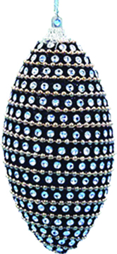 Rhinestone Oval with Beads, 8cm