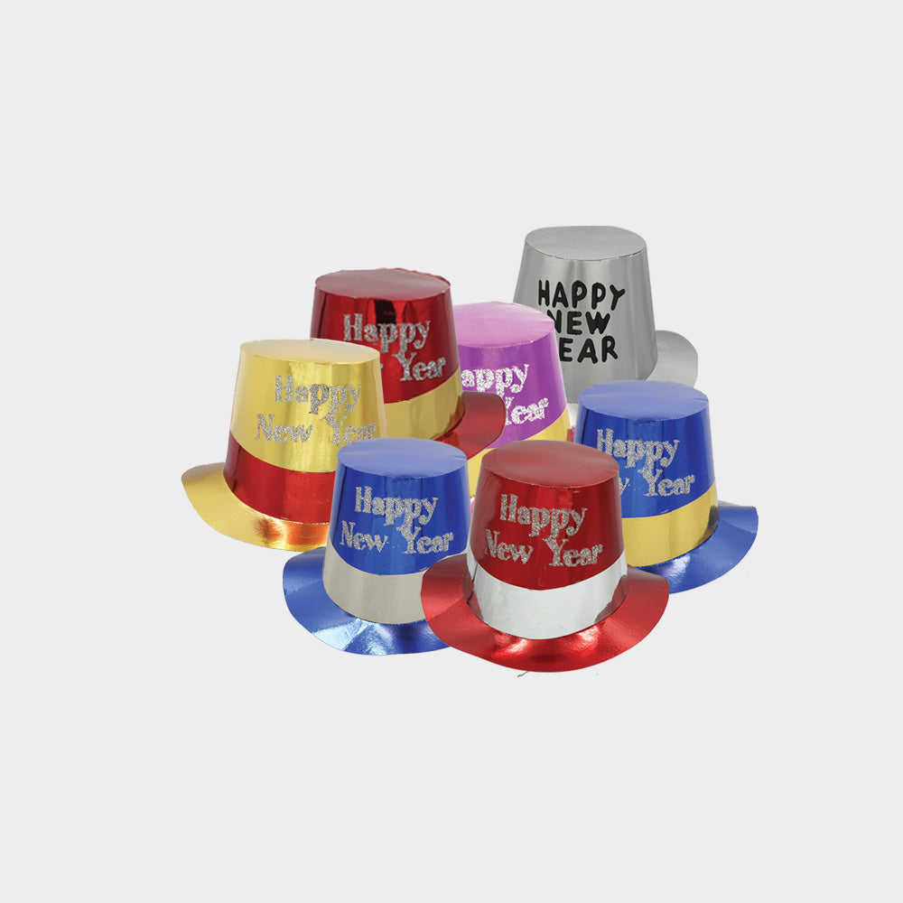 Printed Happy New Year Hat with Ribbon