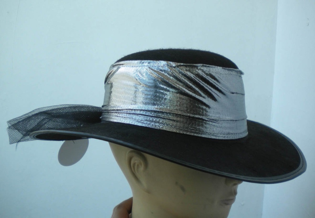 Satin Hat with Mesh Ribbon