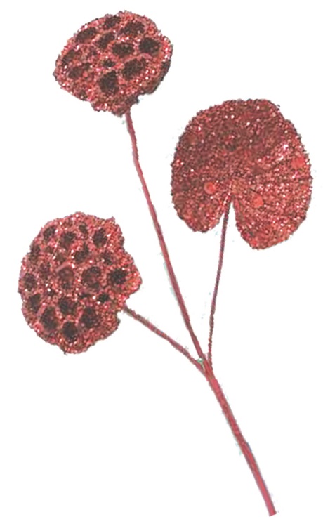 Glittered Lotus Pod Spray, 45cm