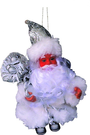 Santa Ornament Fur Trim Sack, 15cm