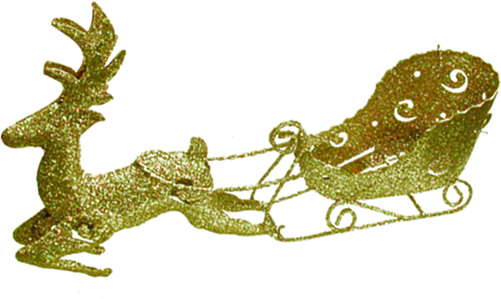 Metallic Reindeer with Sleigh, 35cm