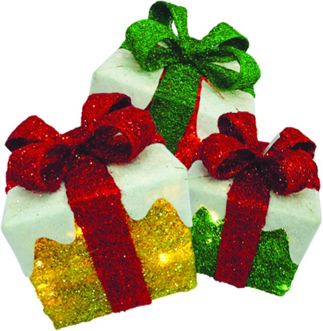 Light-Up Snowy Gift Box Set, 15-25cm